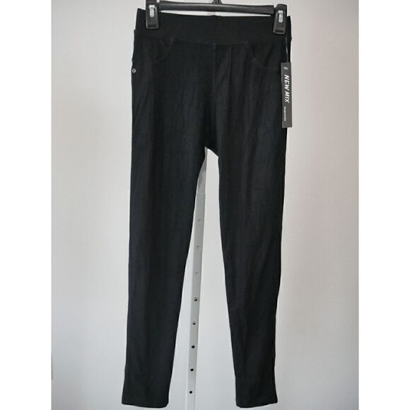 Women's Black Mid Rise Back Pockets Jeggings #1835-D1 - Picture 2 of 8